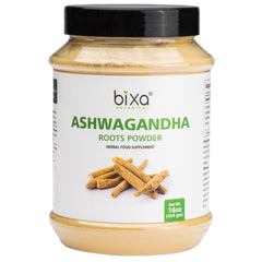 bixa BOTANICAL Ashwagandha powder bottle closeup for daily energy and immunity support