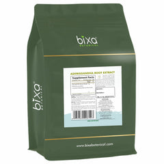 Bixa Botanical Ashwagandha powder jar displays earthy powder suitable for daily use