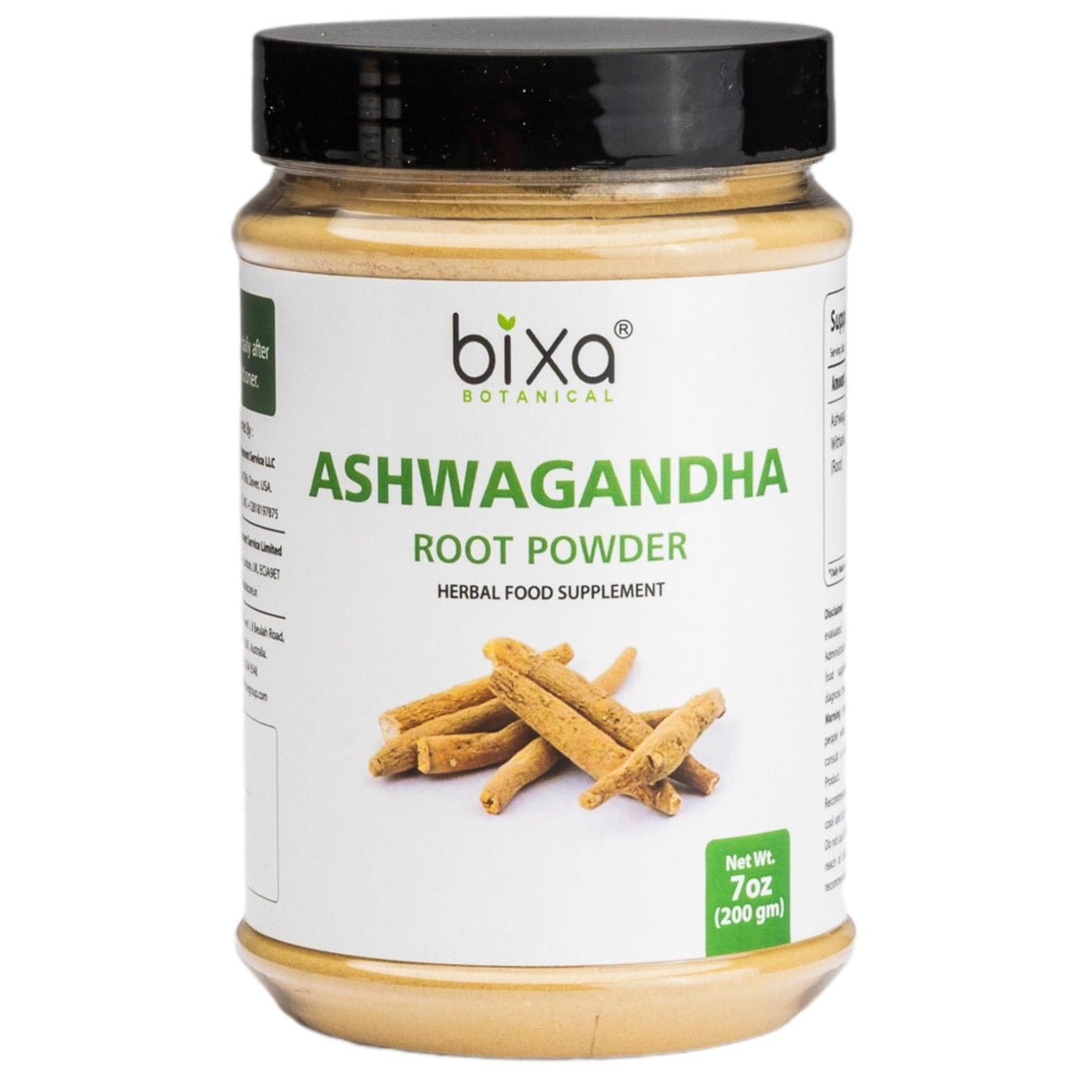 bixa botanical ashwagandha root powder bottle close-up highlighting lab-tested quality for daily use