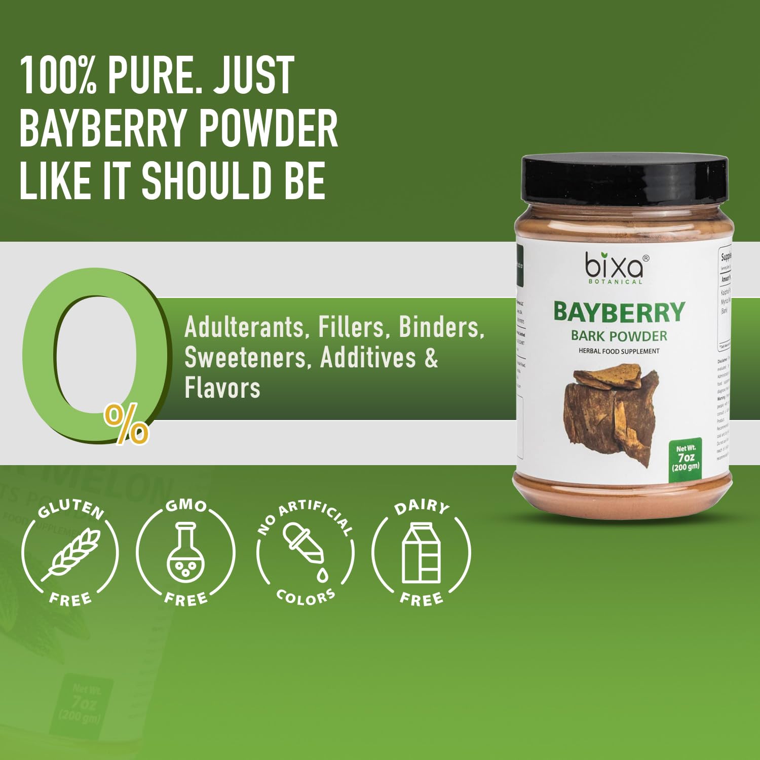 Measuring spoon with Bixa Botanical Bayberry Powder for precise kitchen use.