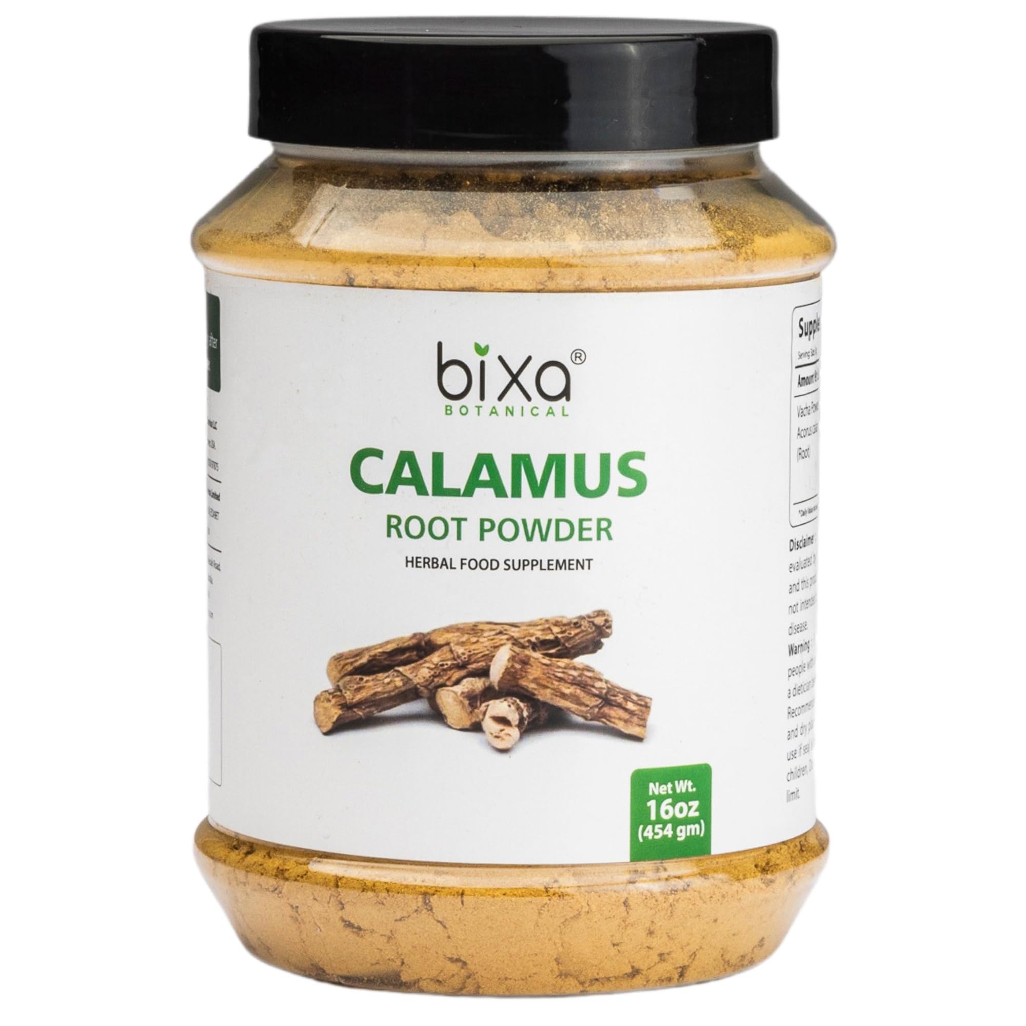 Bixa Botanical Calamus root powder bottle for daily traditional use
