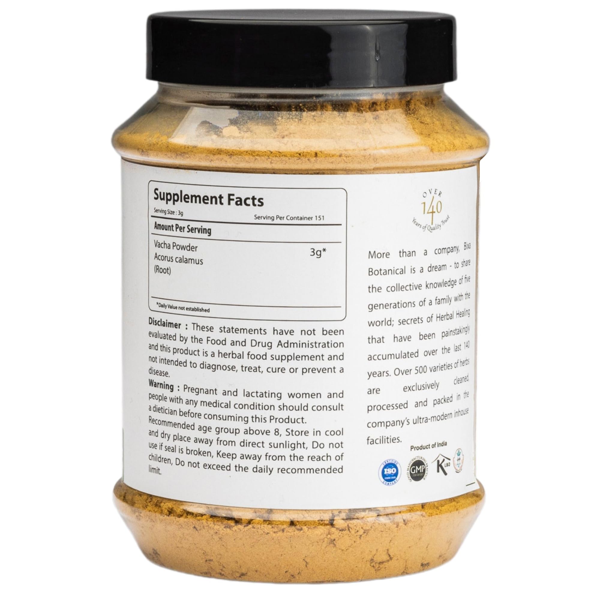 Bixa Botanical Calamus powder on a spoon ideal for quick internal blends