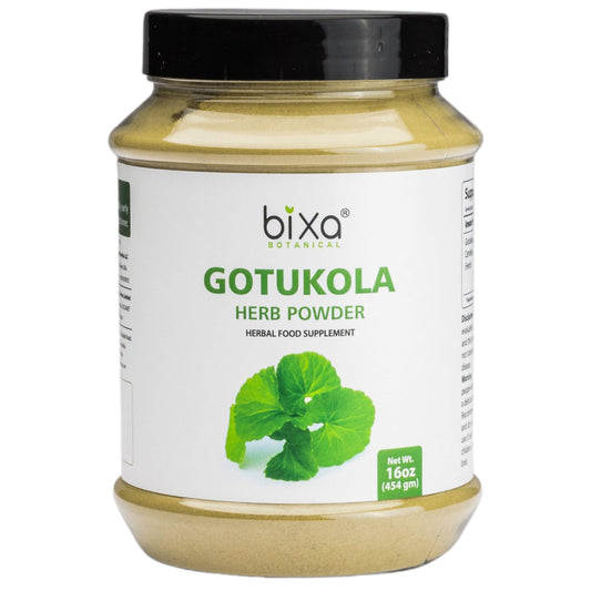 Bixa Botanical Gotu Kola bottle highlights sensory organ tonic support.