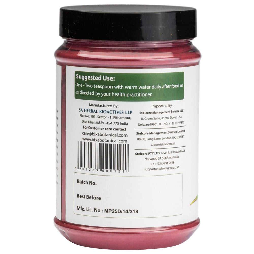 Bixa Botanical Hibiscus Powder jar close-up highlights rich color and quality.