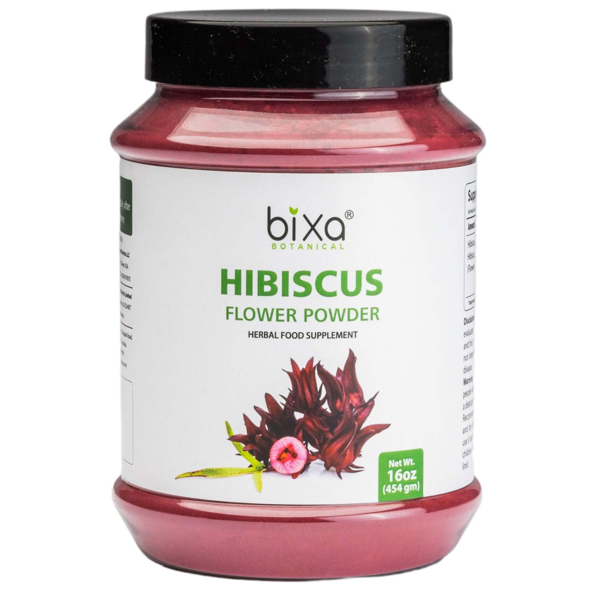 Bixa Botanical Hibiscus Powder jar on shelf for daily Ayurvedic routines.