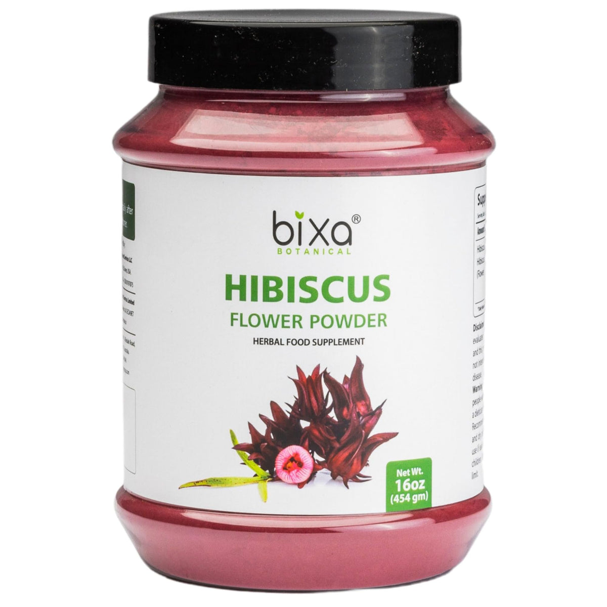 Bixa Botanical Hibiscus Powder jar on shelf for daily Ayurvedic routines.