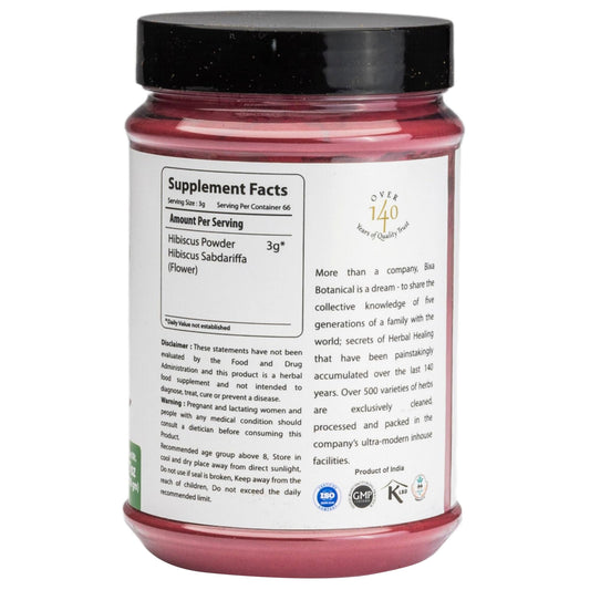 Bixa Botanical Hibiscus Powder texture close-up reveals a fine, versatile powder.