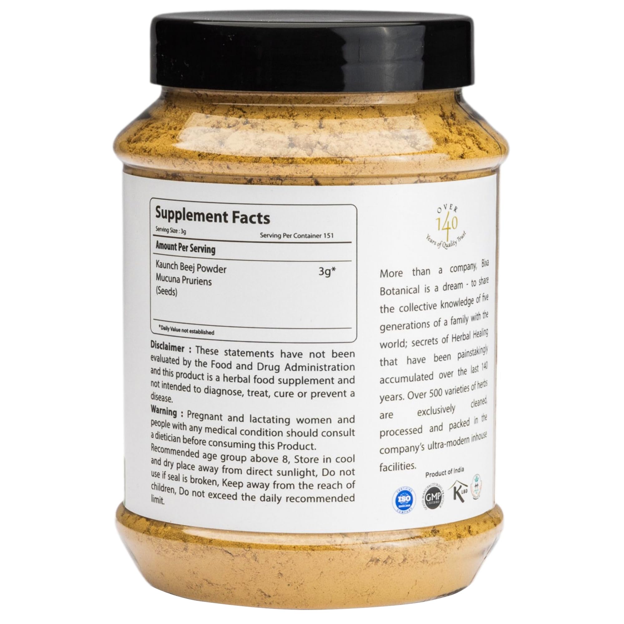 Scoop beside glass of water, suggesting beverage mixing with Mucuna powder.