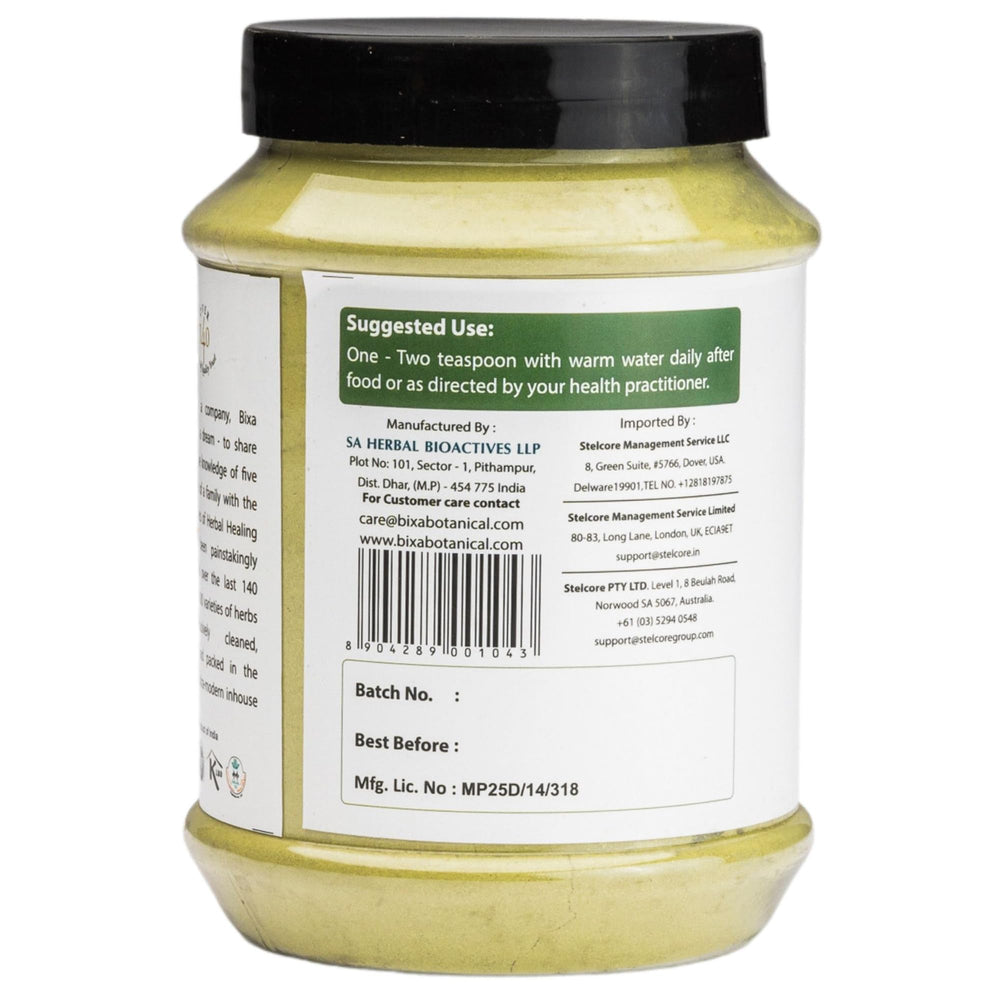 Bixa Botanical Neem Powder close-up shows fine, pure leaf powder texture