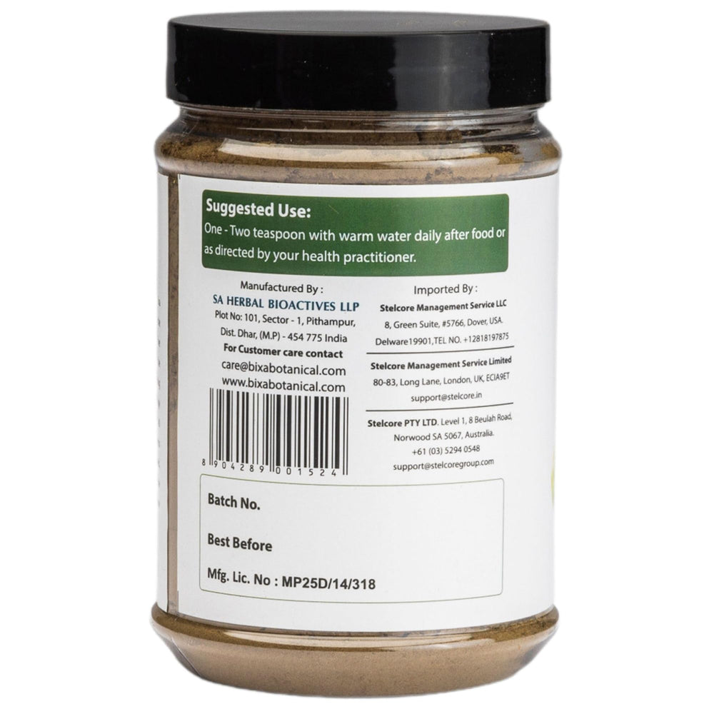 Bixa Botanical Noni Powder in a glass with juice for a convenient health boost