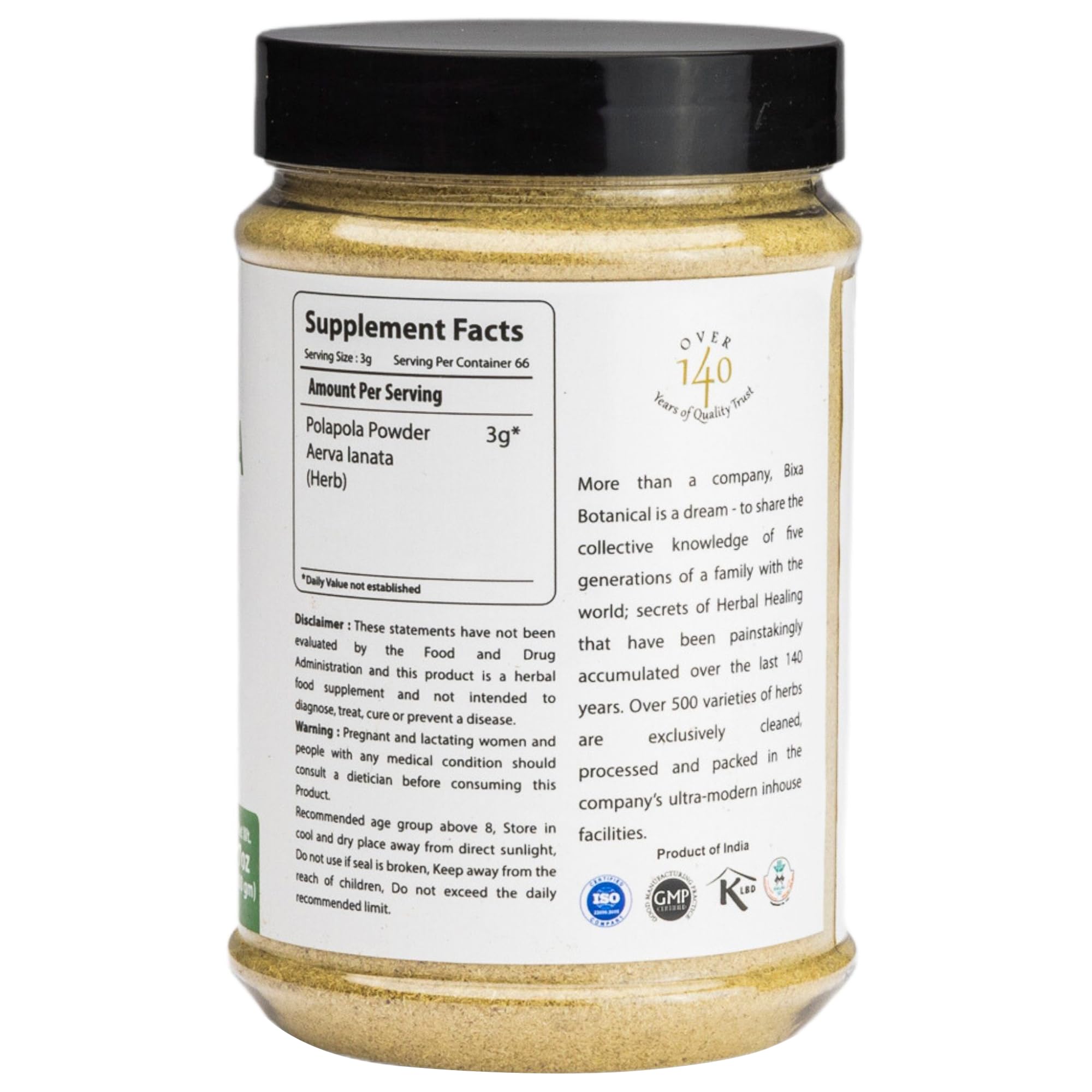 bixa BOTANICAL Polapola powder with scoop for daily health ritual