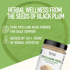 bixa BOTANICAL psyllium powder glass jar with label