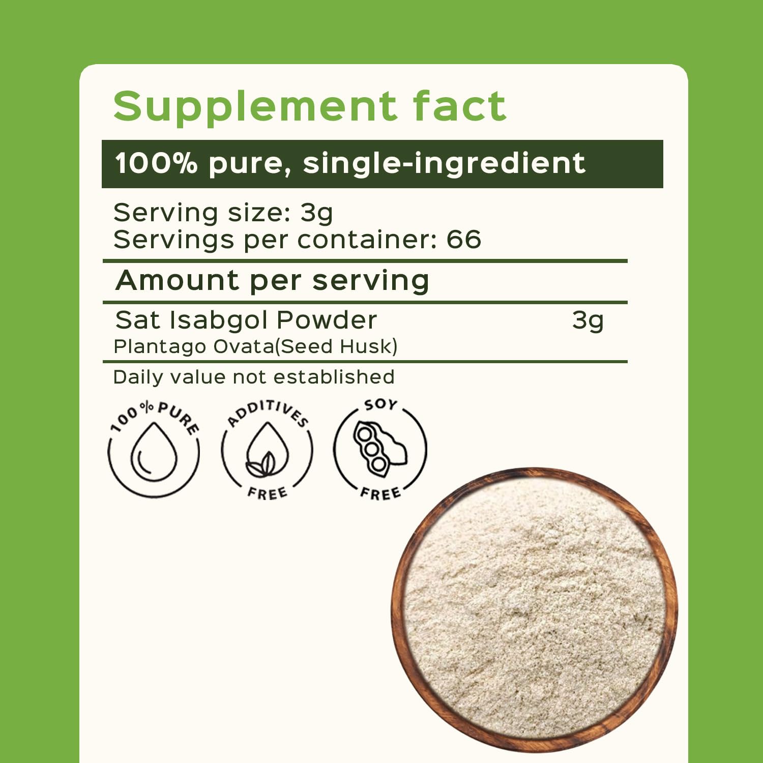 bixa BOTANICAL psyllium husk packaging emphasizing natural fiber profile