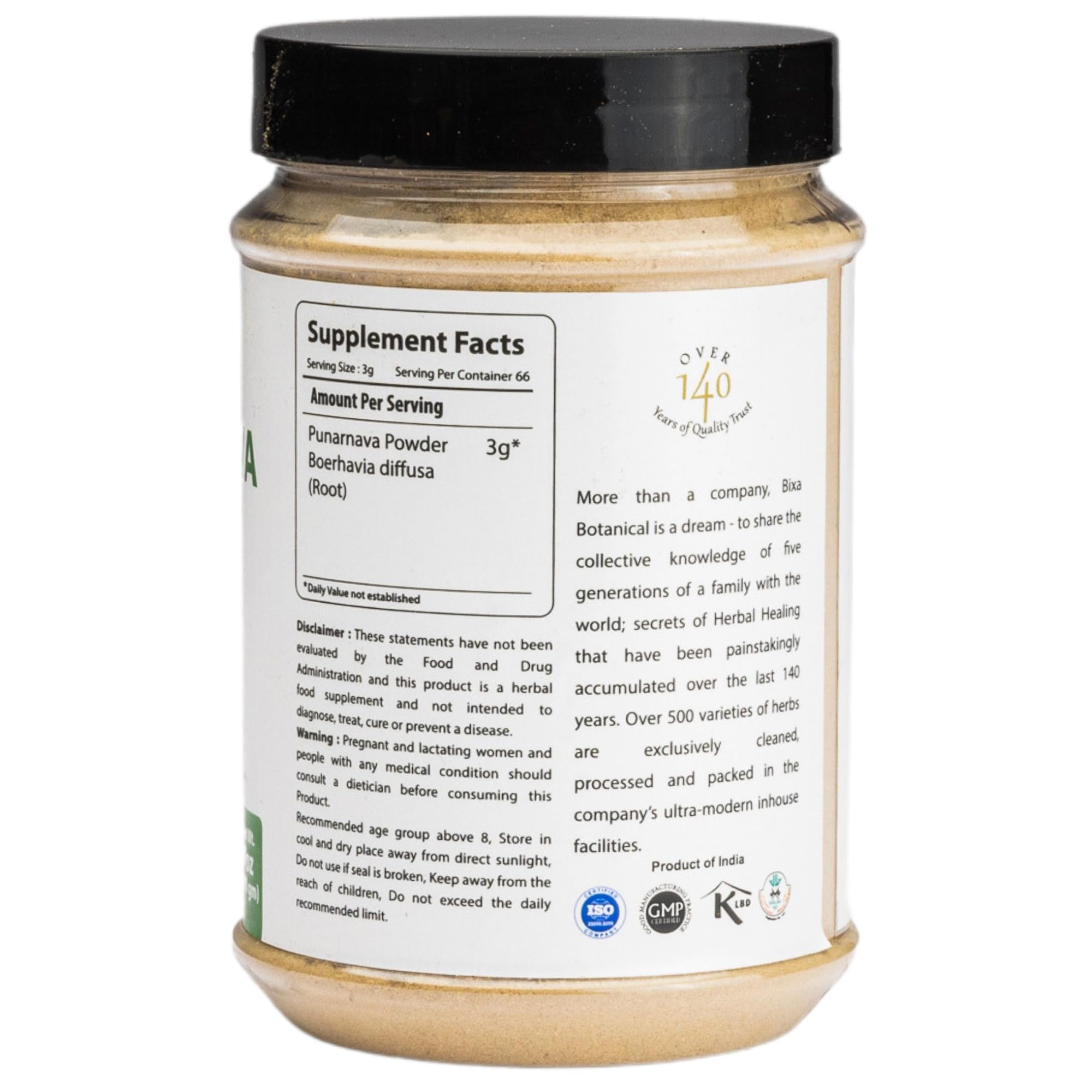 bixa botanical Punarnava powder added to smoothie delivers earthy notes.