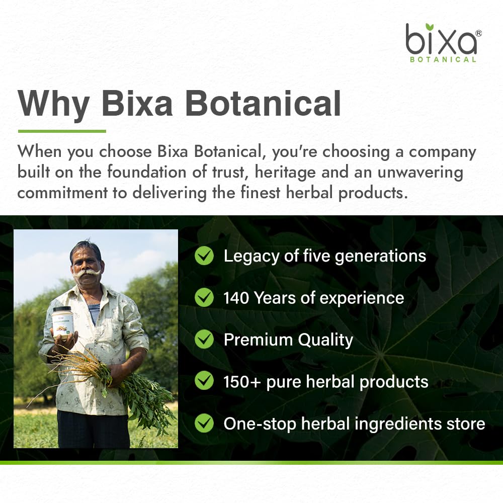 bixa BOTANICAL Punarnava Powder sustainably sourced imagery communicates ethical herbal sourcing.