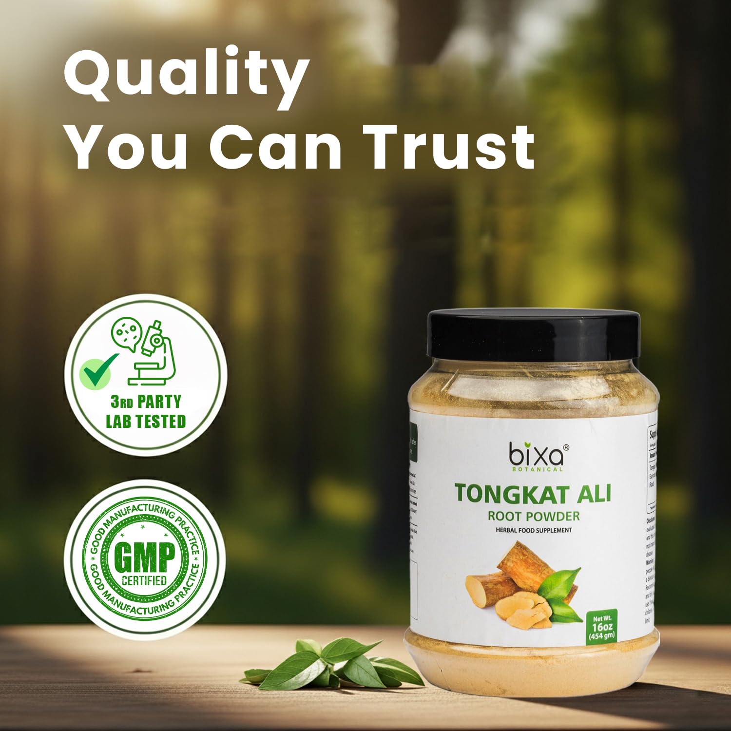 Steam-treated Tongkat Ali powder ensuring purity and quality from bixa BOTANICAL