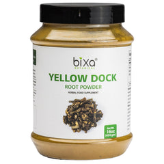 bixa BOTANICAL Yellow Dock Powder tub with powder for skin support
