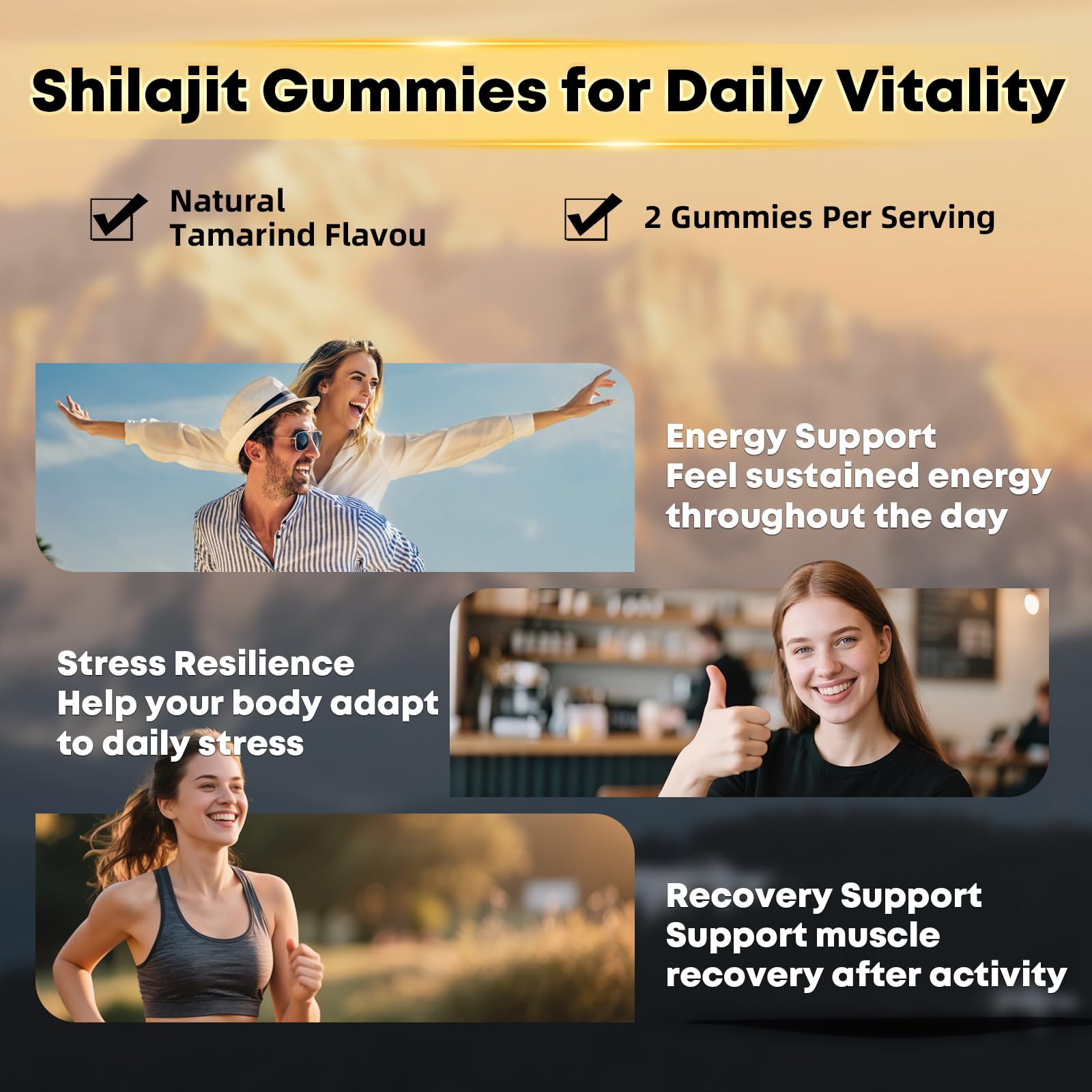 BIYODE Shilajit Gummies ideal two-per-day serving for daily routine.