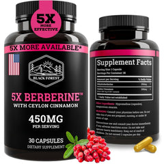 Black Forest 5X Berberine DHB bottle highlighting enhanced absorption for daily wellness.