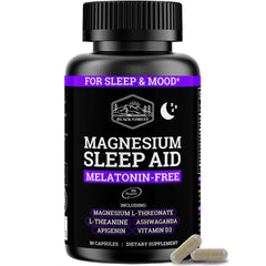 Black Forest magnesium sleep bottle shown for nighttime relaxation