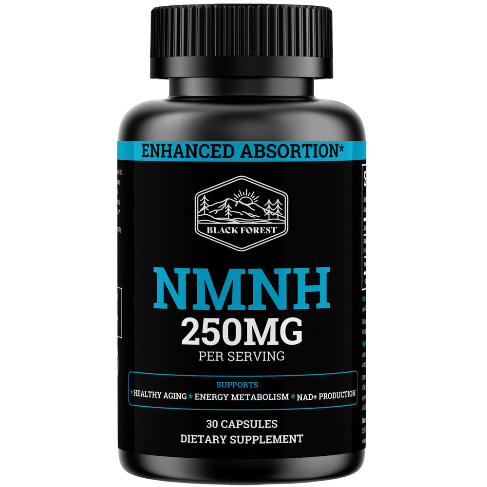 Black Forest NMNH bottle front showing potency for daily NAD+ support