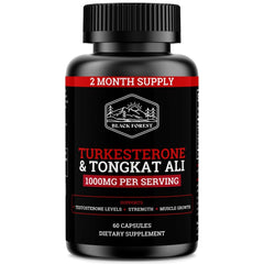 Black Forest Turkesterone Tongkat Ali bottle on shelf for daily vitality