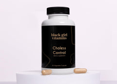 Capsules closeup from Choless-Control by Black Girl Vitamins.