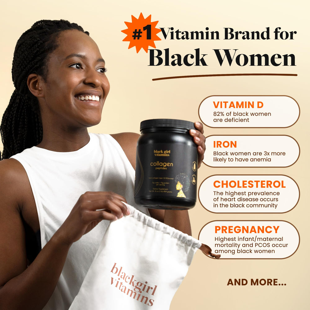 Black Girl Vitamins collagen bottle shown as part of a daily wellness routine.