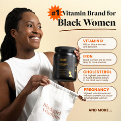 Black Girl Vitamins collagen bottle shown as part of a daily wellness routine.