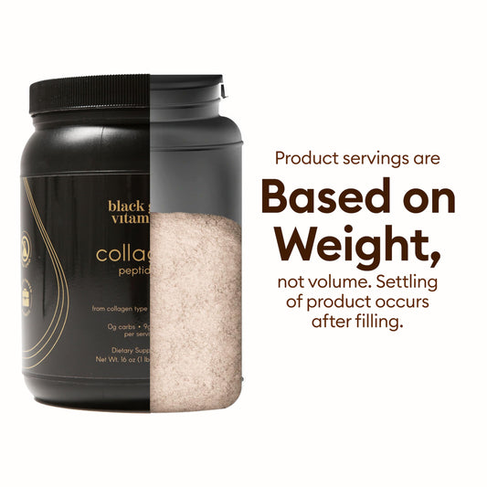 Close-up of Black Girl Vitamins scoop ready for daily collagen use in beverages.