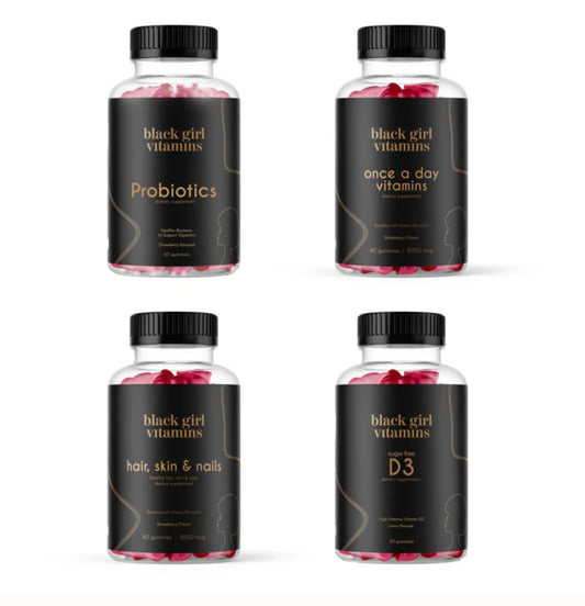 Black Girl Vitamins D3 Gummies bottle showing 2000 IU for daily energy support