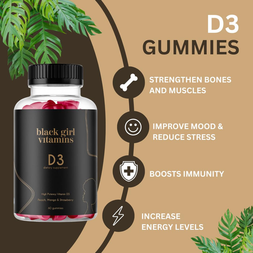 Packaging display showing Peach, Mango, Strawberry flavors for daily vitamin D