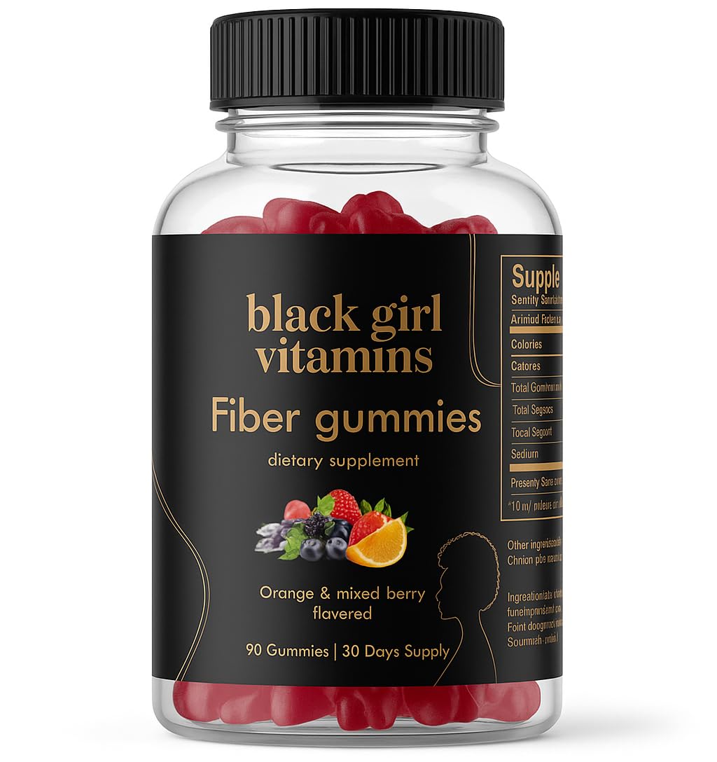 Black Girl Vitamins Fiber Gummies orange bottle supports daily gut health and gentle digestion.