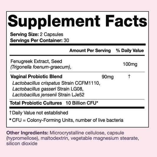 Black Girl Vitamins Her Balance tablets close-up showcases convenient daily vaginal probiotic support.