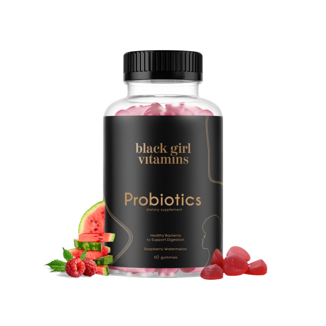Black Girl Vitamins probiotic gummies bottle for daily digestive support.
