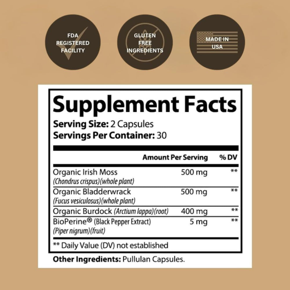 Black Girl Vitamins sea moss capsules bottle close-up shows 92 minerals for daily vitality.