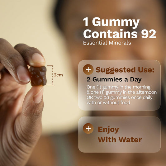 Black Girl Vitamins Sea Moss Gummies ingredients highlighting 92 minerals for thyroid balance