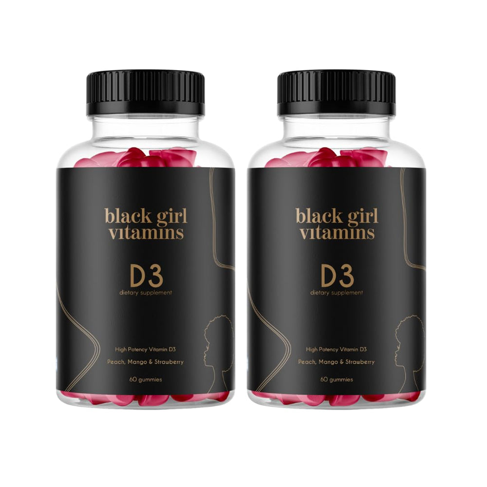 Black Girl Vitamins Vitamin D3 Gummies bottle front highlights 2000 IU per serving for immune support