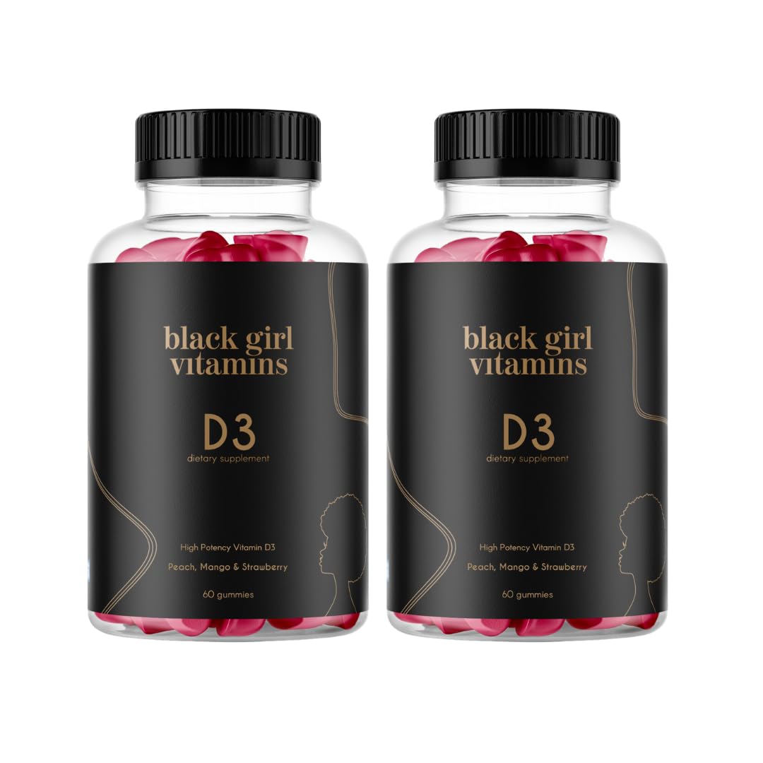 Black Girl Vitamins Vitamin D3 Gummies bottle front highlights 2000 IU per serving for immune support