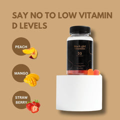 Black Girl Vitamins Vitamin D3 Gummies pour over glass depicts daily intake for mood balance