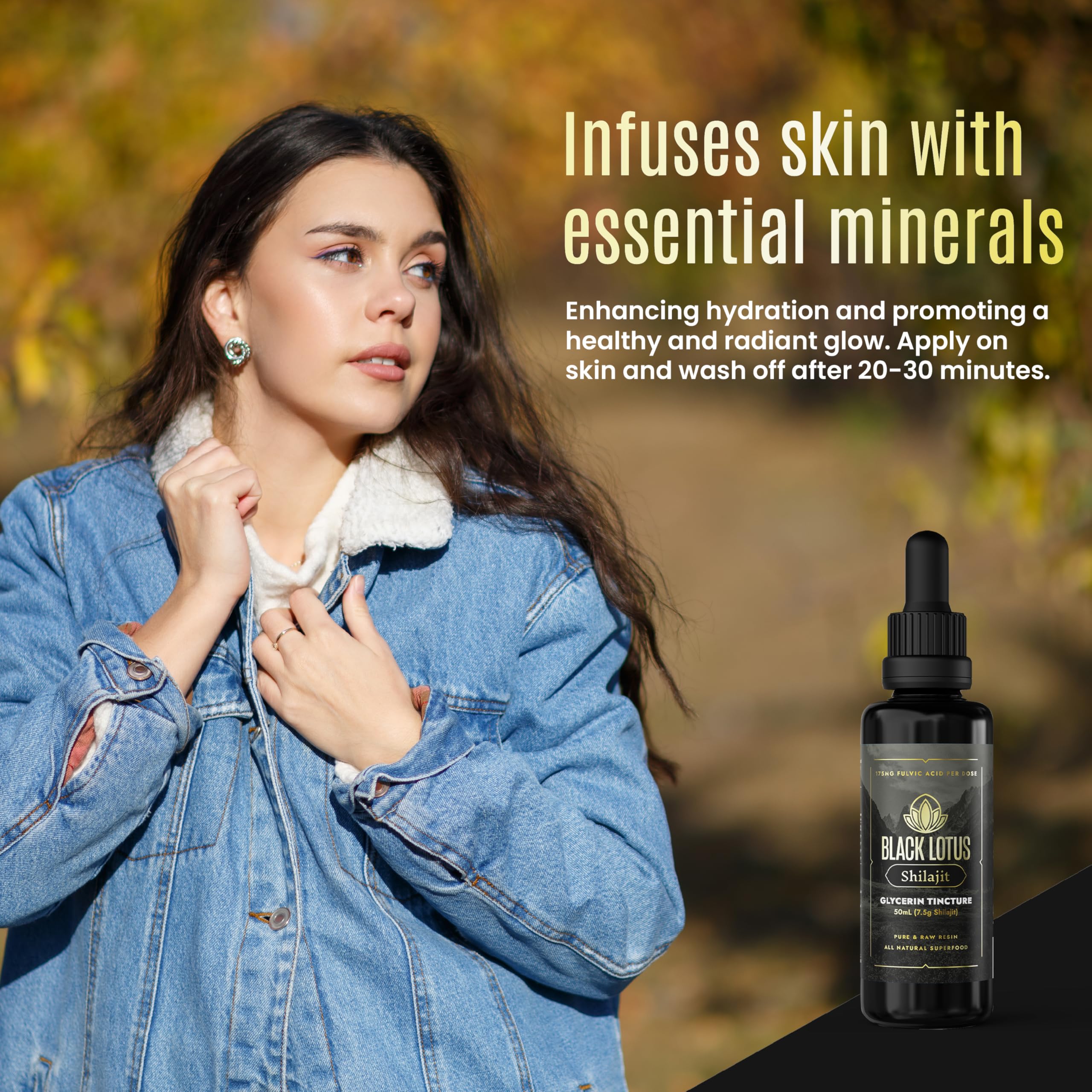 Black Lotus Shilajit Altai mountains origin highlighted on packaging.