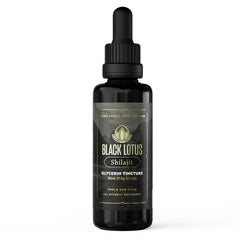 Black Lotus Shilajit resin bottle close-up showing pure concentrate for daily vitality.