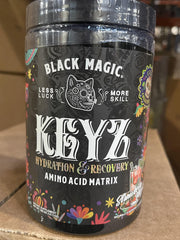 Black Magic Keyz bottle label highlights premium EAA/BCAA blend for recovery
