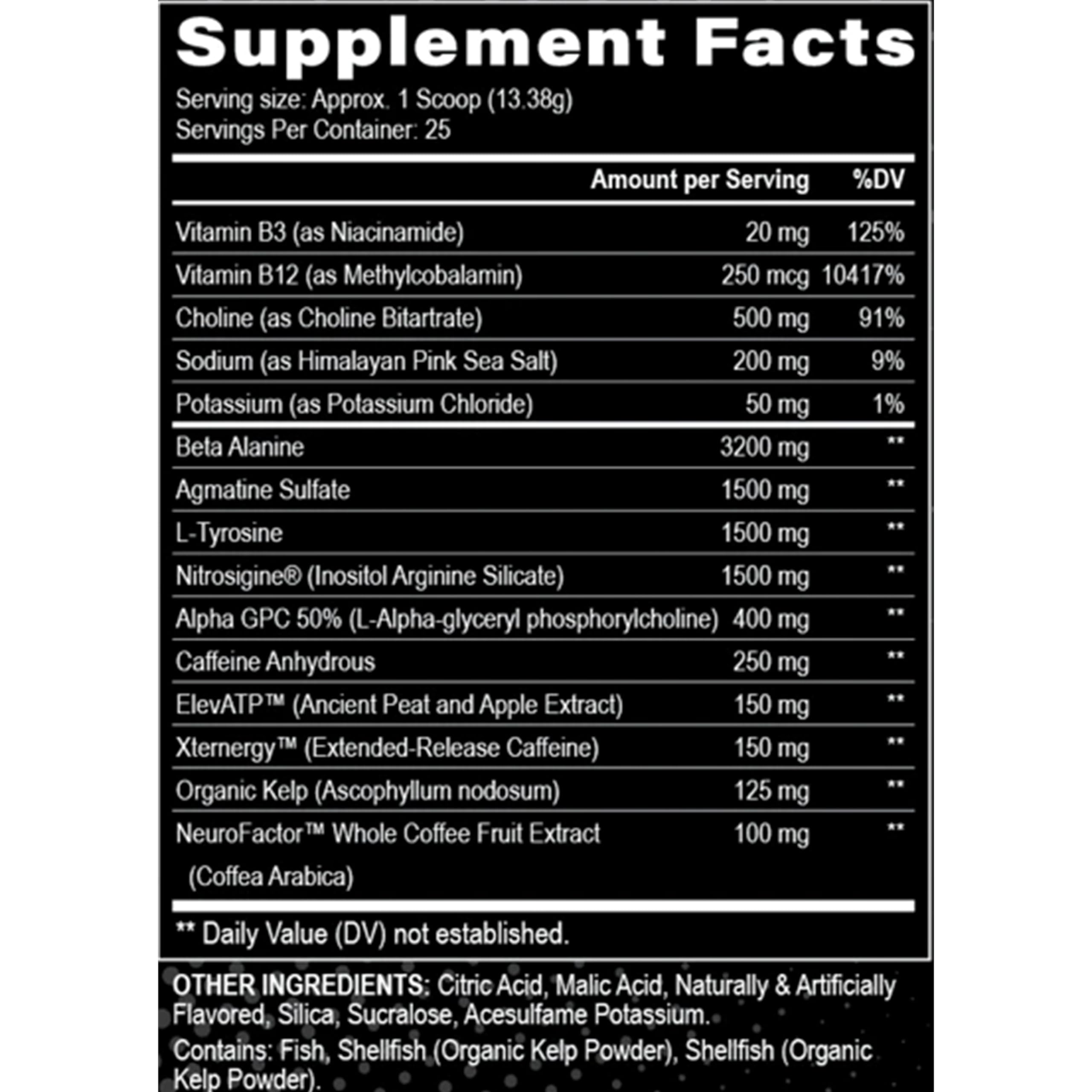 Black Magic Villain tub label close-up suggesting intense training support