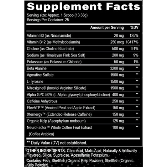 Black Magic Villain tub label close-up suggesting intense training support