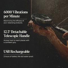 Black Wolf detachable telescoping handle extending reach for hard-to-clean areas.