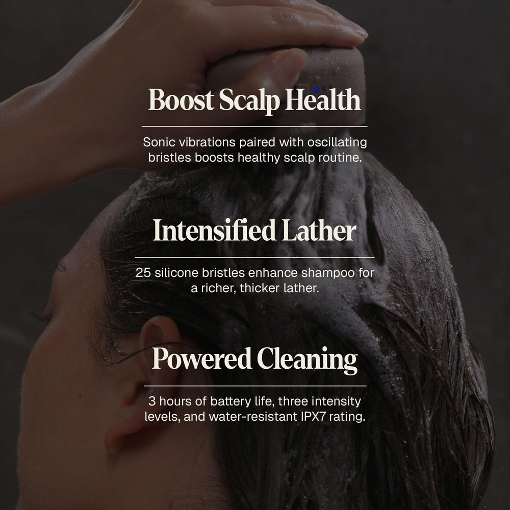 Black Wolf 3-speed settings for customizable scalp cleansing.