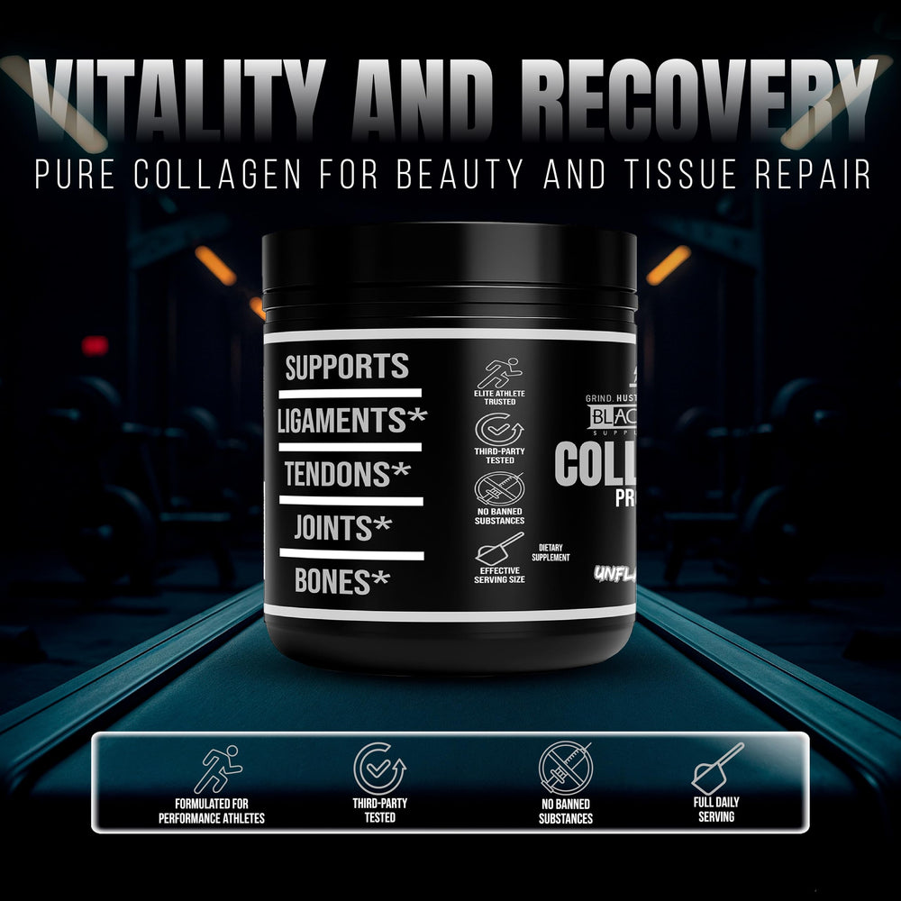BLACKLABEL Hydrolyzed Collagen Peptides powder dissolves smoothly in beverages.