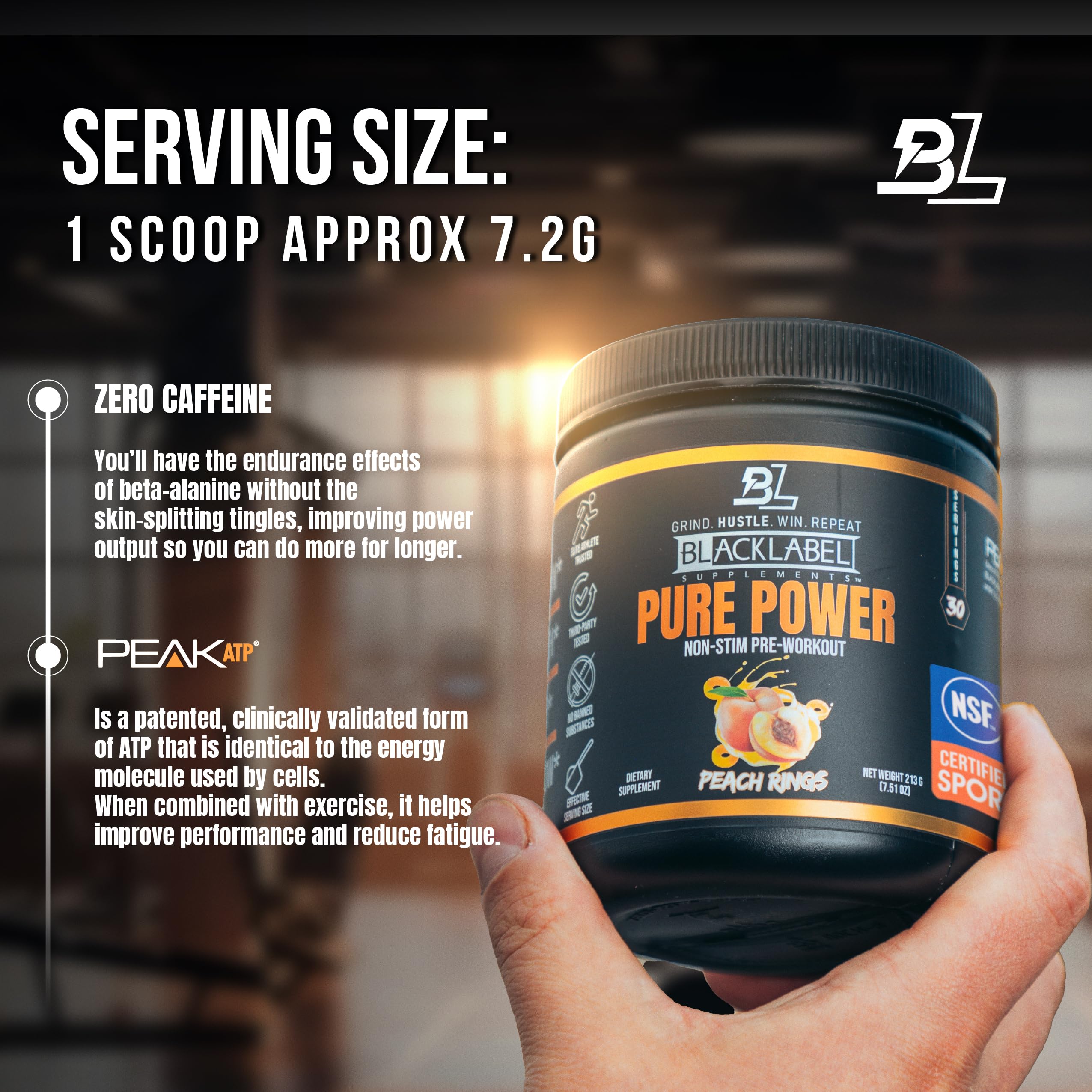 Blacklabel Pure Power Peach Rings peach flavor profile suggested as tasty pre-workout.