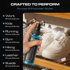 Blackline deodorizer for shoes delivers quick freshness after wear.